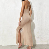 Sweetkama - Sweetkama Solid Color Flounce Bikini Swimwear Cover Up Dress