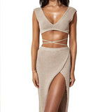 Sweetkama - Sweetkama Solid Color Bikini Swimwear Cover Up Set