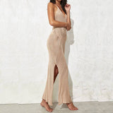 Sweetkama - Sweetkama Solid Color Flounce Bikini Swimwear Cover Up Dress