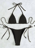 Sweetkama - 2 Piece Solid Color Bikini Swimsuit